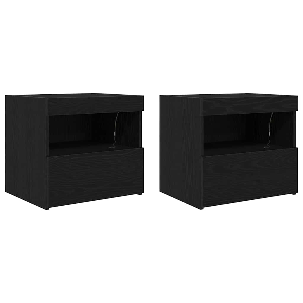 Bedside Cabinet 2 pcs Black oak 50 x 40 x 45 cm Engineered wood